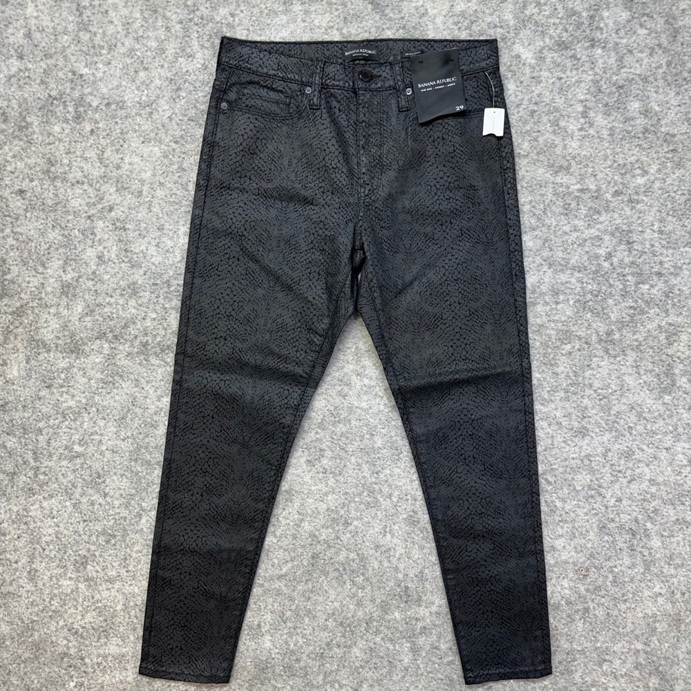 Banana Republic Mid Rise Skinny Jeans Women's Size 29 Black Snakeskin
